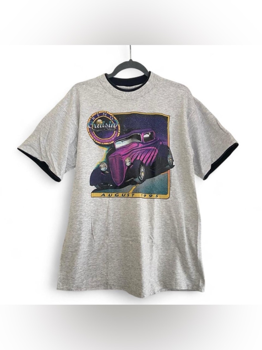 Vintage Ringer Tee 1995 Reno Cruisin' Virginia Street Hot Rod Size L